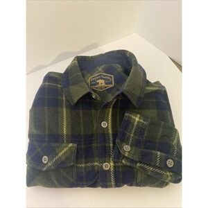 FREEDOM FOUNDRY Flannel Shirt Mens‎ L Green Plaid Button Up Long Sleeve M1
